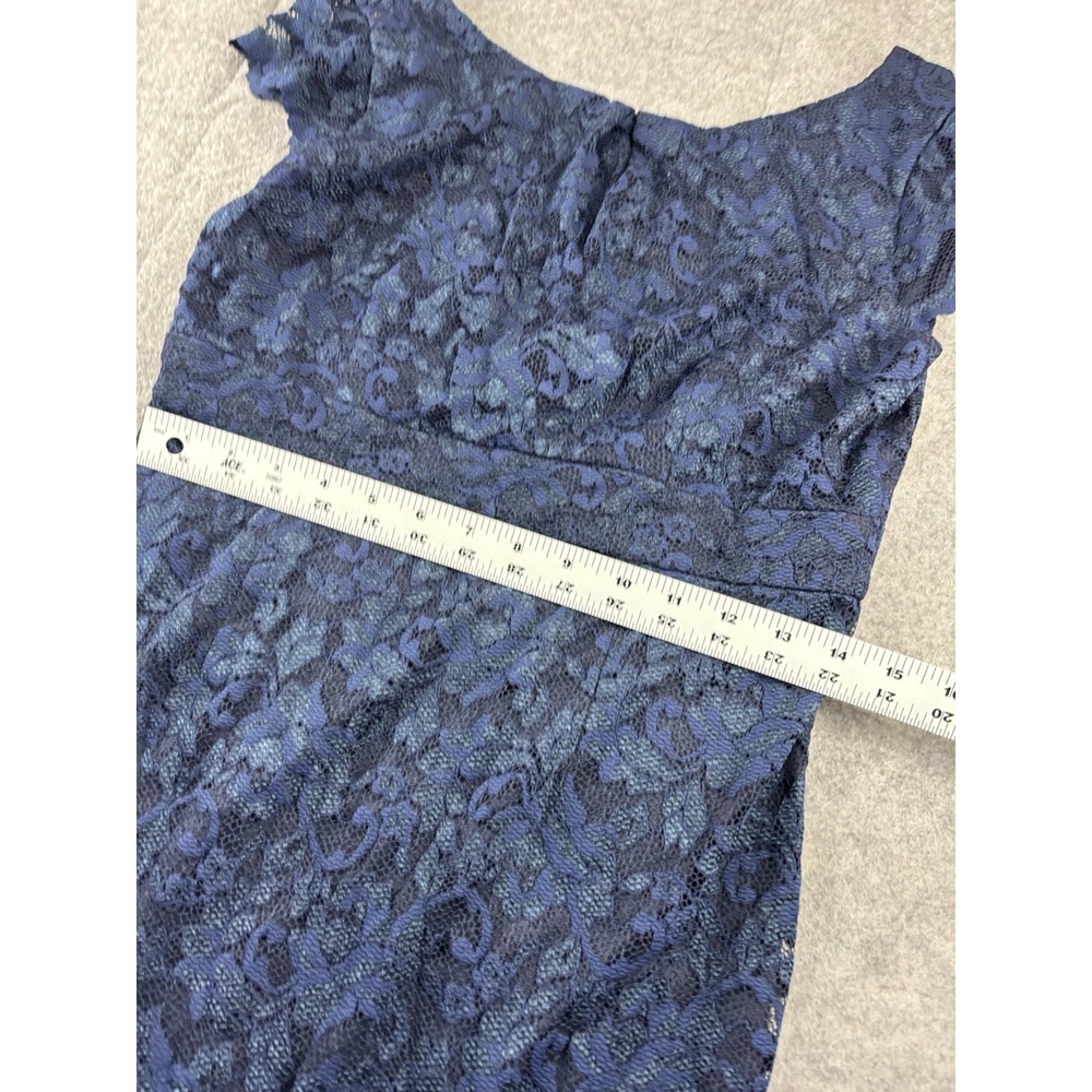 Calvin Klein Womens 10 Navy Stretch Sleeveless Textured Lace Sheath Dress Classy - Picture 5 of 6